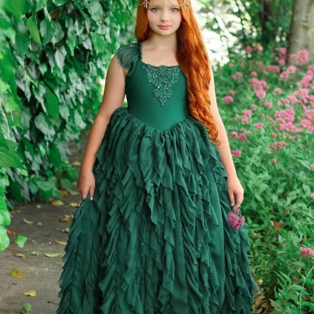 Dollcake Diamond in the Rough Emerald Green Frothy Frock sz 3, worn once